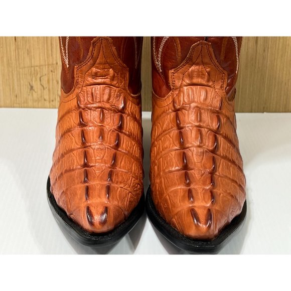 Arles Wester Collection - Men\'s Leather Boots Imitation Alligator Tail - Cognac